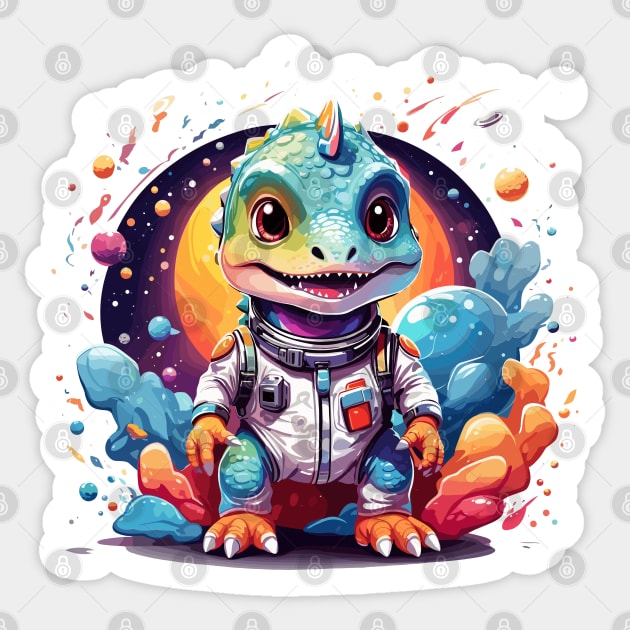 dinosaur astronaut in space Sticker by designerhandsome